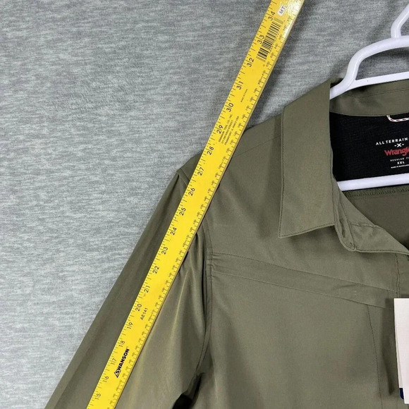 Wrangler All Terrain Gear NWT Mens XXL Olive Mixed Material Shirt Hidden Pockets - Picture 9 of 16